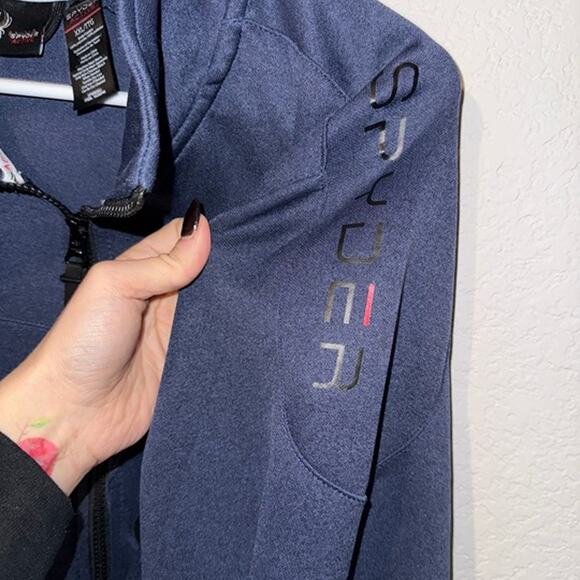 Spyder Active Mens Jacket Size XXL Zip Up Long Sleeve Pockets Blue Stretch - Picture 4 of 5